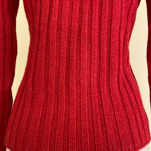 Gucci Chunky Alpaca Wool Blend Red Cardigan Cable Knit Sweater Made in Italy - Picture 12 of 16